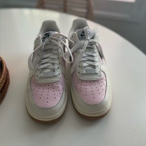 Nike Air Force 1 White and Pink Shoes